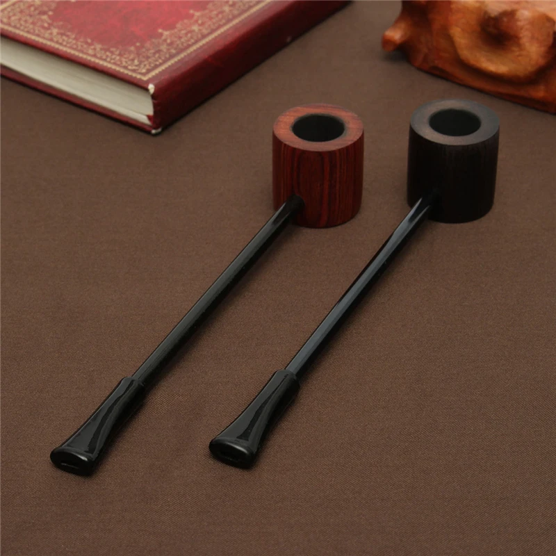 

2 Color Ebony Wood Pipe Smoking Portable Herb Tobacco Pipes Handmade Smoke Mouthpiece High Grade Tobacco Accessories Men's Gifts