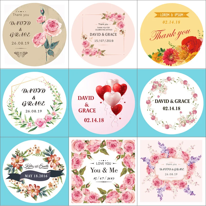 100, ангепаст инзуфюген Ihre Namen und Datum, Hochzeit Aufkleber, Einladungen Dichtungen, Конфеты сувениры Geschenk Boxen Etikette