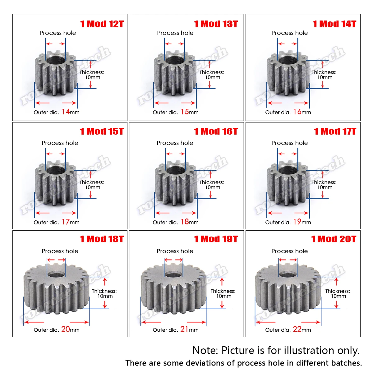 12T 13T 14T 15T 16T 17T 18T 19T 20T Mod 1 зубчатая передача толщина 10 мм-45 # зеркальная |