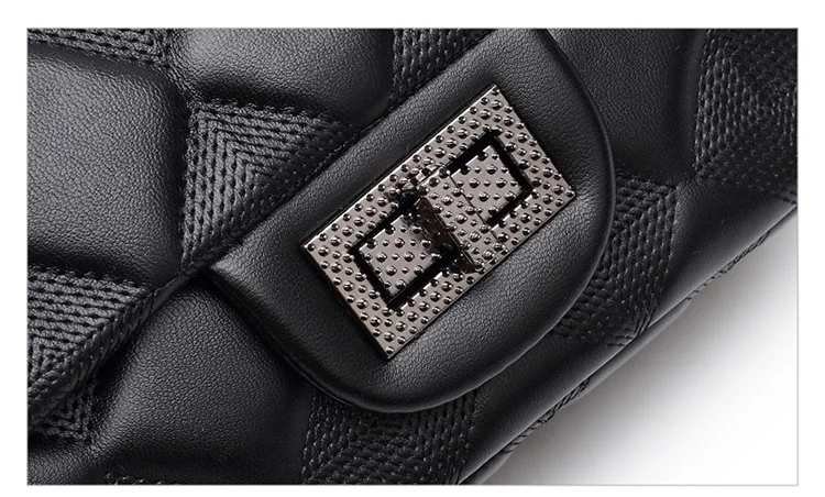 Classic Black Lattice Handbags Womens Bags Luxury Diamond Quilted Lambskin Leather Shoulder Bags Single Chain Crossbody Flap Bag (13)