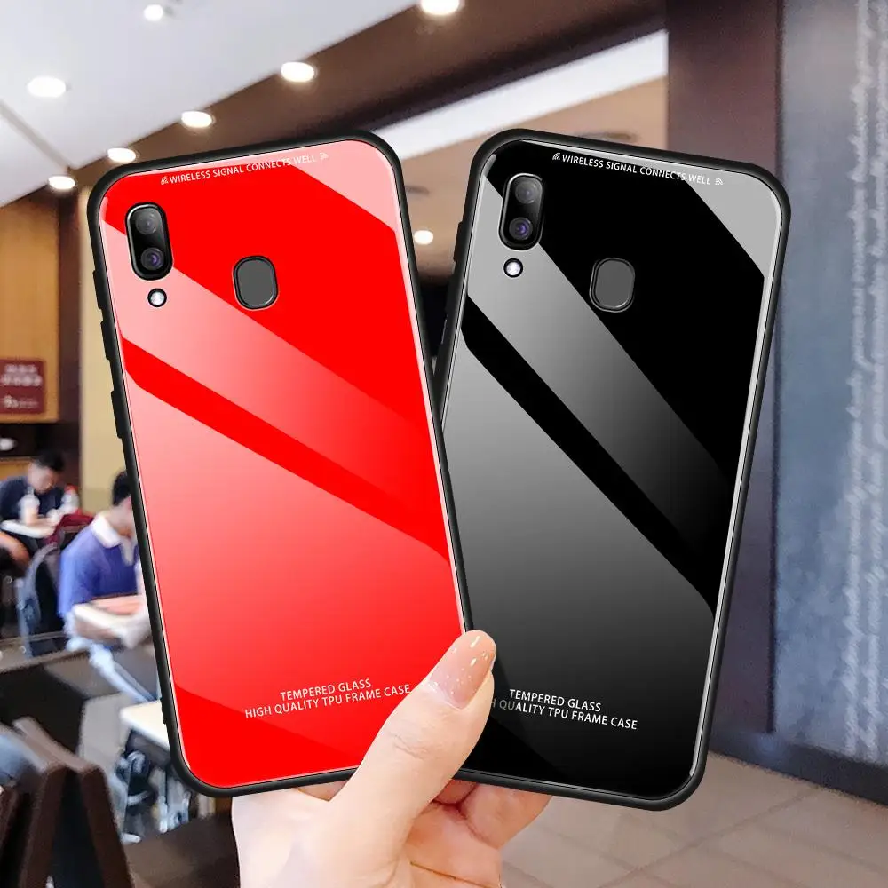 4 Карамельный цвет Стекло задняя крышка чехол для samsung Galaxy A50 A60 A70 A40 A30 A10 S10E S10 S9 S8 плюс A7 A750 красный черный, белый, розовый цвет