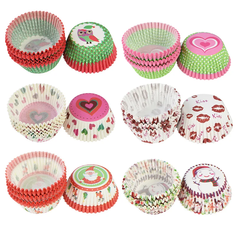 

100pcs/set Multicolor Cartoon Muffin Paper Cupcake Mold Cake Liner Baking Supplies Cup Cake Decorating Tool Kitchen Accessories