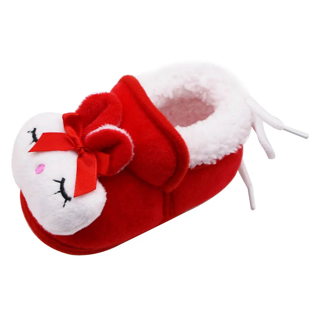 SAGACE Newborn Slippers Baby Cute Rabbit Winter Warm Plush Home Shoes Unisex Slippers Prewalker Baby Girl Warm Shoes Baby - Цвет: Красный