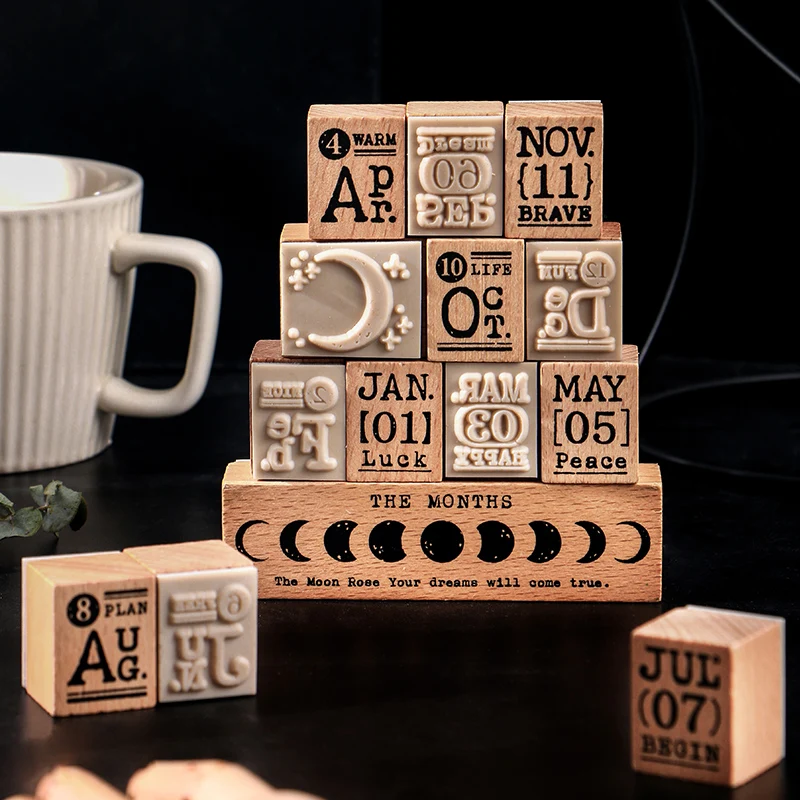 14 uds/1 lote de Diciembre de fin de serie sello DIY sellos de goma madera papelería scrapbooking estándar sello