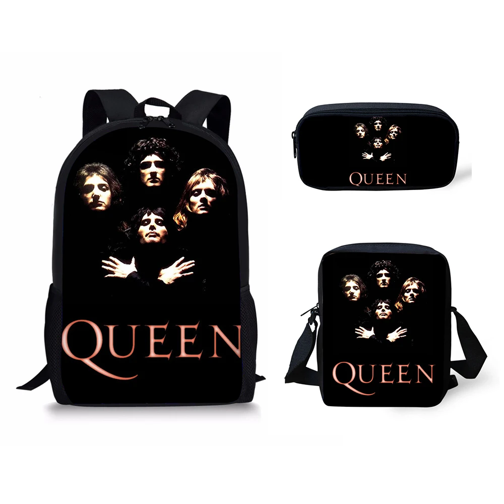 HaoYun Children School Bags Queen Band Bohemian Rhapsody Printing Large Shoulder Backpack 3Pcs/set Kids Custom Students Bookbags