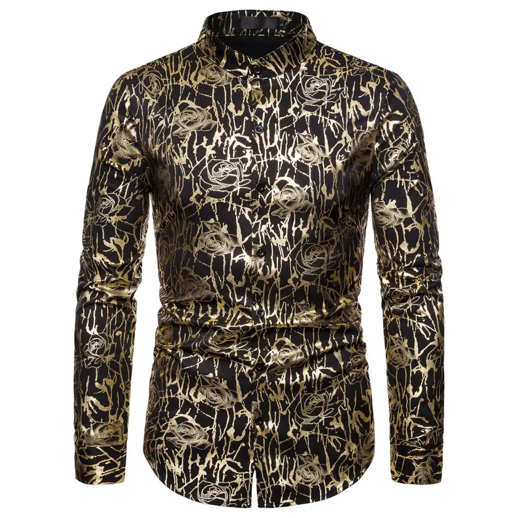 Design2 black Модная роскошная мужская рубашка с принтом, сценическая одежда, повседневная мужская рубашка, приталенная рубашка с длинным рукавом, индивидуальные деловые рубашки - Цвет: Design2 black