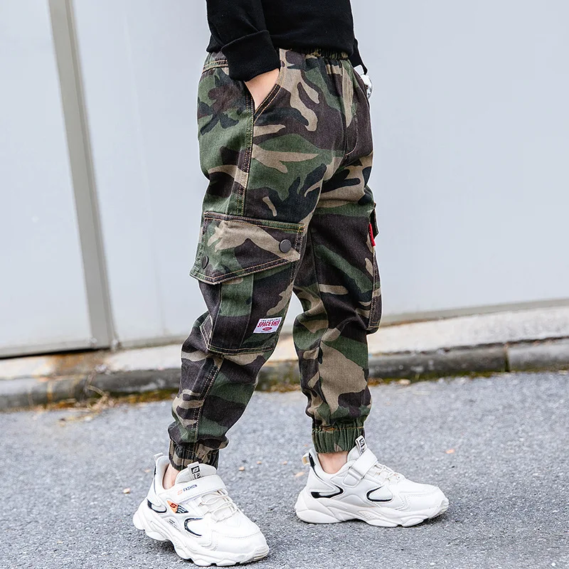 KISBINI Boy's Cotton Camouflage Sweatpants Sports Pants Joggers for Children Kids 