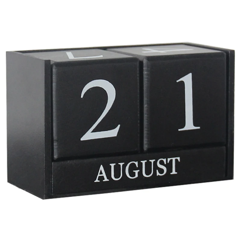 

Vintage Wooden Perpetual Desk Calendar Block Planner Permanent Desktop Organizer Diy Agenda Table Decoration