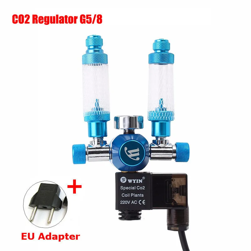 1 компл. Аквариум CO2 регулятор магнитный соленоид обратный клапан 220 В W21.8 G5/8 Аквариум CO2 счетчики двойной пузырьковый контроллер - Цвет: G5 8