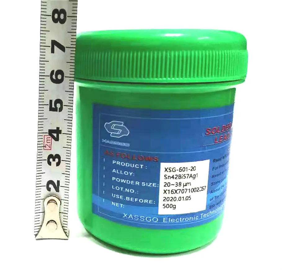 solder paste lead free Flux Sn42Bi57Ag1 Pb free solderring 500g Boxed Shaped 20~38um with SGS certification and ROHS standard