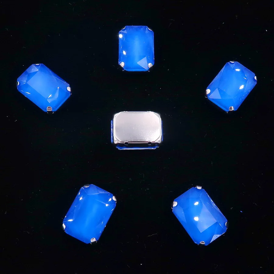A6 Sapphire Серебряные Настройки когтей 20 шт./упак. 13x18 мм желе конфеты и из цветного стекла кристалл прямоугольной формы пришить на свадьбное платье со стразами diy - Цвет: A6 Sapphire