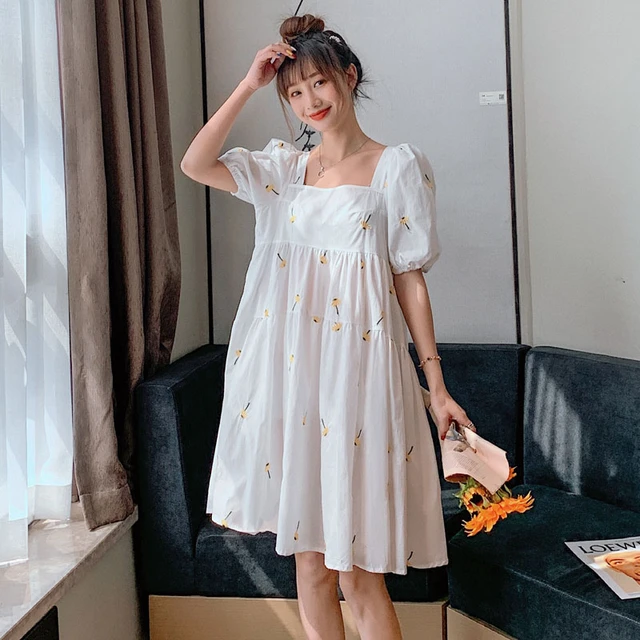 5010# Maternity Dress Summer Cotton Short Sleeve Embroidery Loose Stylish  Dress For Pregnant Women Mom Dress - Dresses - AliExpress