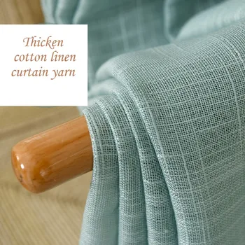 Il filato per tende in cotone fiammato semplice e moderno, il filato per tende in cotone e lino di colore puro è un filato per tende bianco addensato per la camera da letto 1