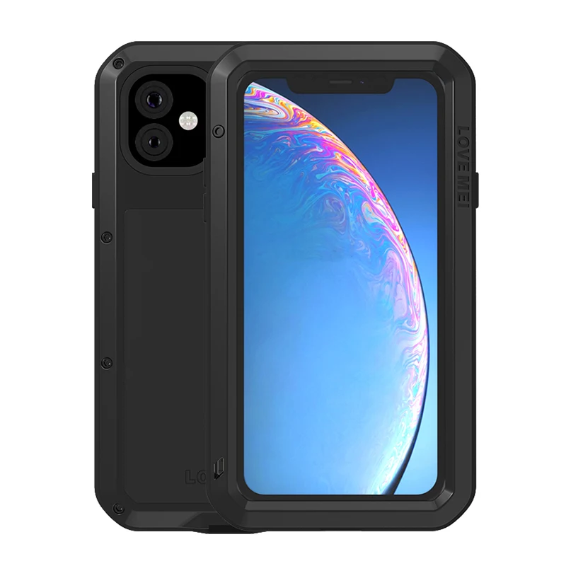 Бренд Love Mei чехол для iPhone 11 Pro Max чехол для iPhone XR X XS Max 7 8 Plus Полный Корпус противоударный металлический бронированный чехол для телефона - Цвет: Черный