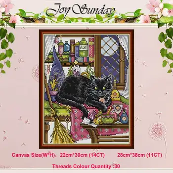 

Black Cat animals patterns counted 11CT 14CT Cross Stitch Sets DIY wholesale Cross-stitch Kits Embroidery Needlework Home Decor