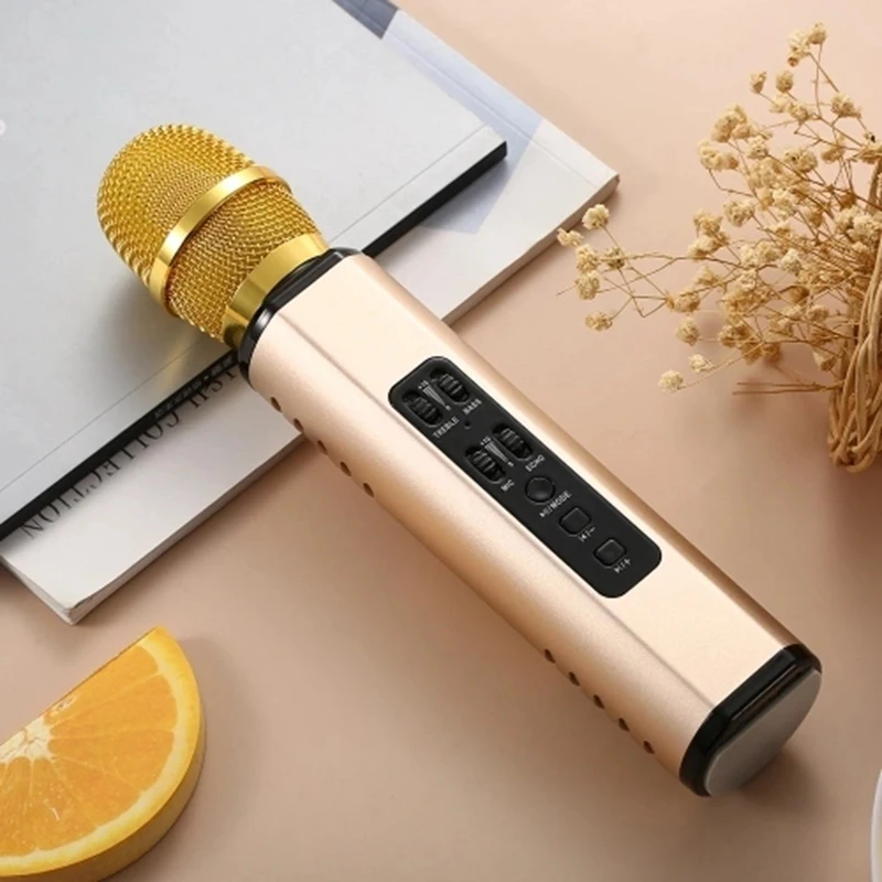 Gold K6 беспроводной микрофон Karaokes плеер Запись пение микрофон BT4.1 динамик портативный микрофон для Android смартфон ПК - Цвет: Gold