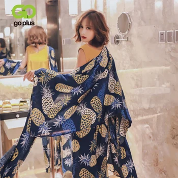 

GOPLUS 4 Piece Spring Summer Women Pajamas Sets Floral Printed Pajamas Set Viscose Top and Shorts Female Night Suit Set