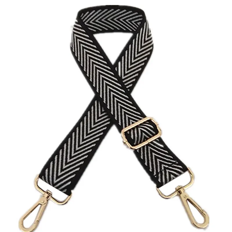 silver gold buckle 125 см полосатая сумка с ручками Сумка на ремне для женщин Съемная сумка через плечо аксессуары через плечо сумка через плечо нейлоновые ремни для сумок - Цвет: silver gold buckle