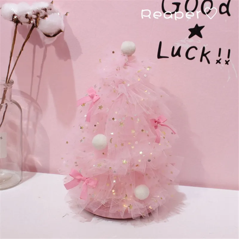 INS Girl Heart Desktop Decoration Pink Dreaming Christmas Tree Night Light Home Desktop Small Decoration Gift QW267 (3)