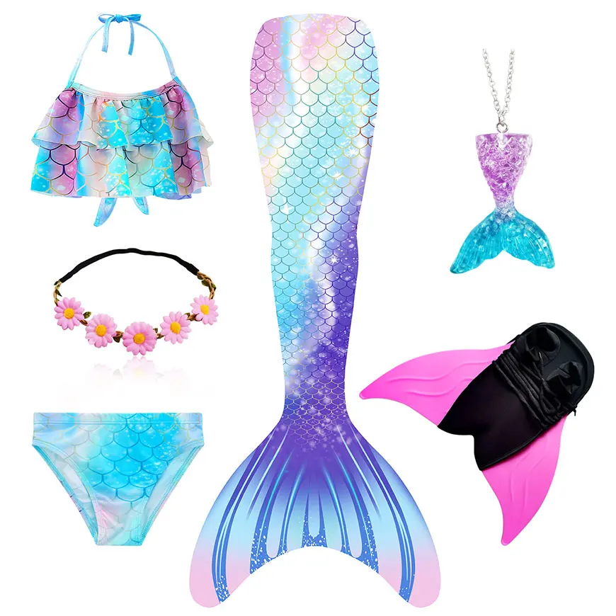 Fantasy Kids Girls Swimming Mermaid tail Costume Cosplay Children Christmas Birthday Gift Swimsuit can add Monofin Fin | Тематическая