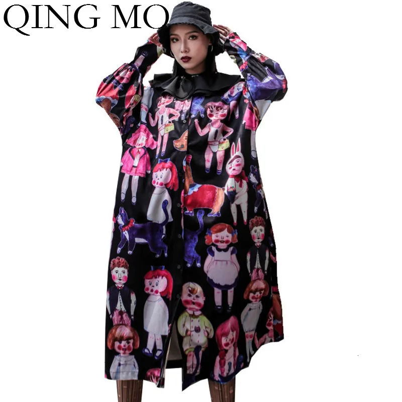 QING MO женское платье размера плюс Осеннее элегантное с длинным рукавом и
