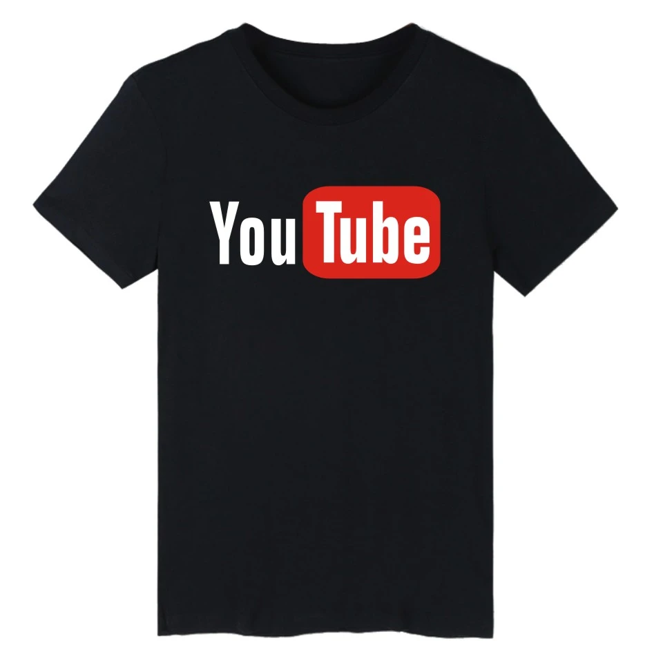 面白いtシャツyoutubeロゴプリントコットンtシャツ黒 白 男性 女性のtシャツtシャツトップスyoutubeシンプルな作業服 T Shirts Aliexpress
