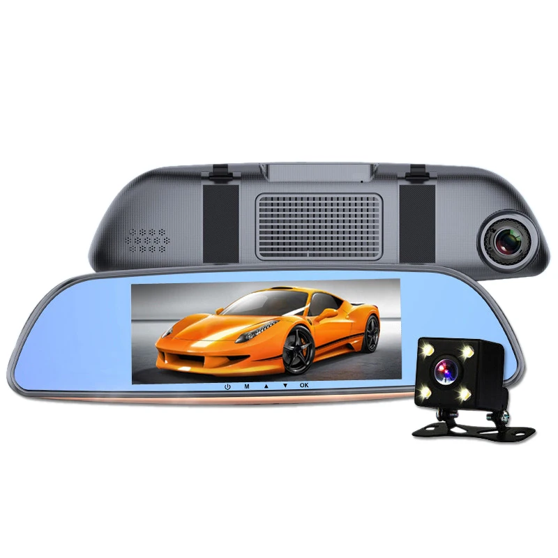 

7 Inch Mirror Dash Cam With Press Screen,1080P Front Rear View Hd Camera, G Sensor, Reverse Monitor, Loop Recording