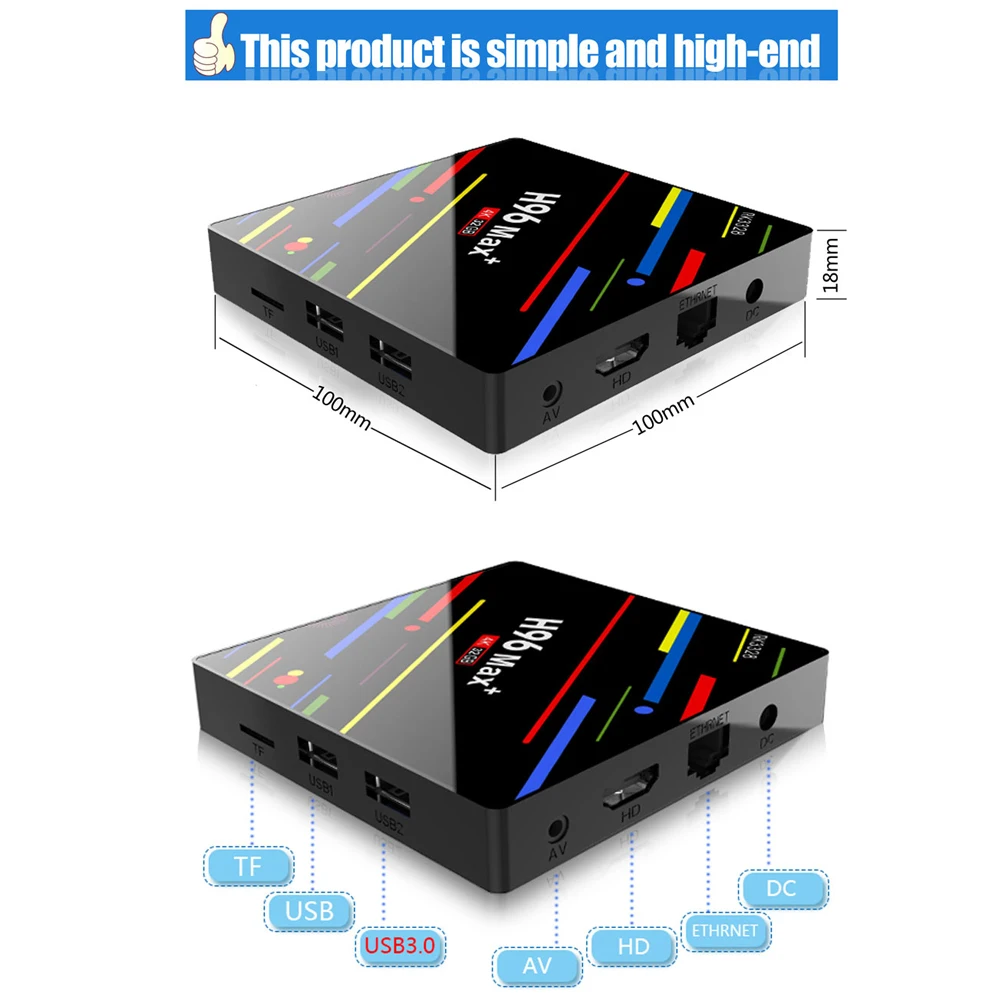 Мини H96 MAX+ Android 9,0 tv Box 4G ram 32G rom интеллектуальная 4K USB 3,0 смарт-ТВ коробка Четырехъядерный Wifi USB практичная приставка