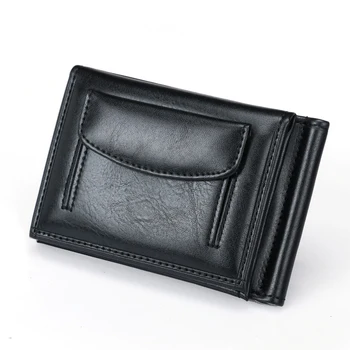 

DANJUE Rfid Blocking Men Money Clip Leather Clutch Purse Men Fashion Large Capacity Credit Card Package Small Coin Wallet Male