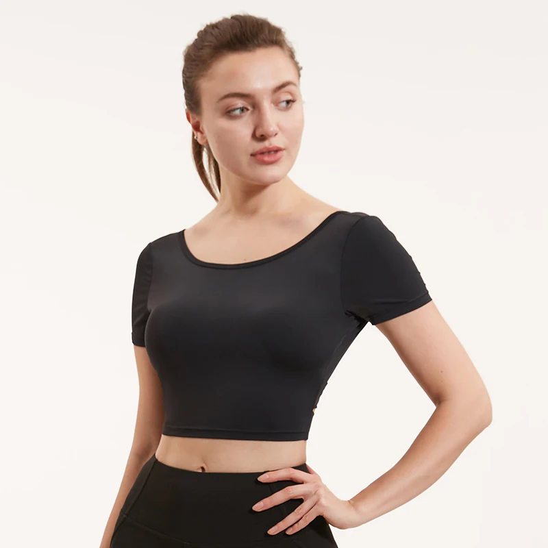 Sexy Yoga Shirt Women Gym Quick Dry Sports Shirts Cross Back Breathable Backless Workout Slim Fitness Vest Tights With Padded