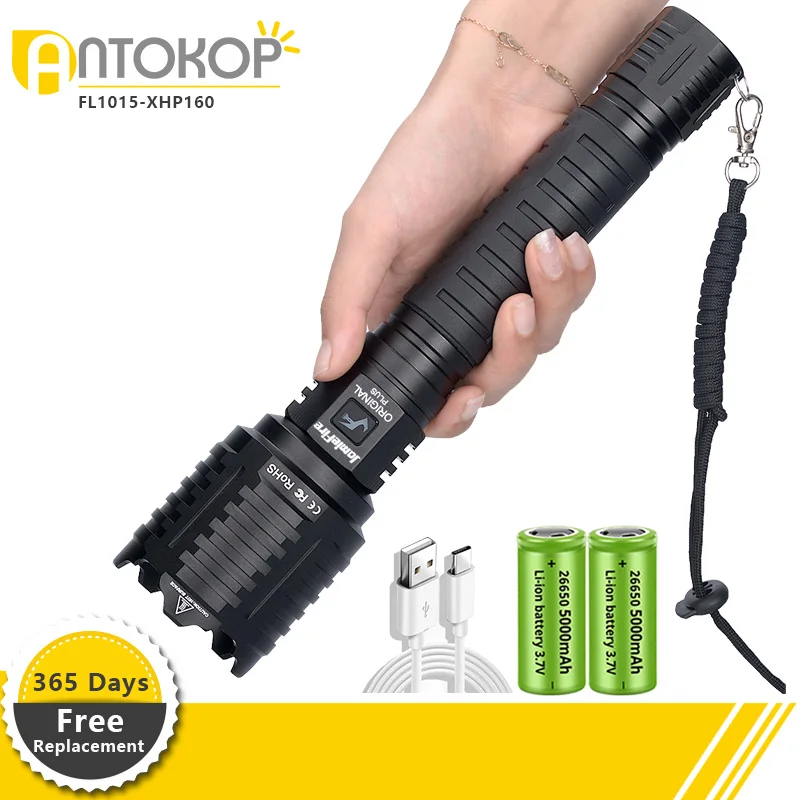 Photo Product XHP160 16 Core Long Distance LED Flashlight 10000mAH Powerful Flashlight USB Rechargeable Zoom Torch Led Self-defense Hand Torch