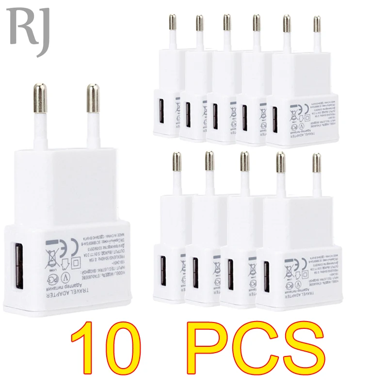 10 шт./лот 5V 2A ЕС плагин для настенного Зарядное устройство USB Зарядное устройство адаптер для Samsung Galaxy S5 S4 S6 note 2, 3, ремешок для iphone 7 6 5 4