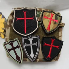 Sealteam Devgru-Parches de bordado de caballero, cruzado templario, parches de Velcro, brazalete con insignia, Parche de protección cruzada para exteriores para ropa