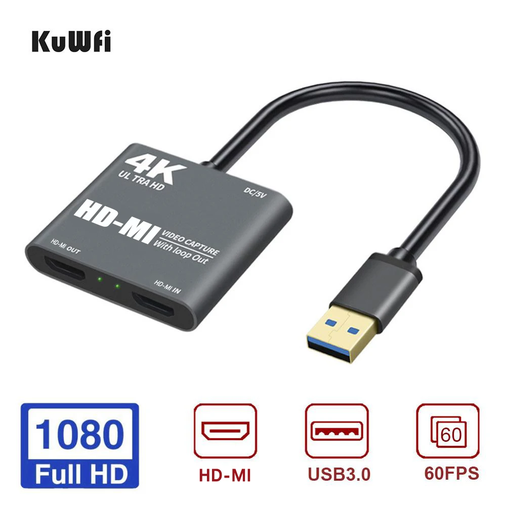 Карта видеозахвата 4K HDMI к USB3.0 Захват видео и аудио Запись в формате Full HD 1080p для