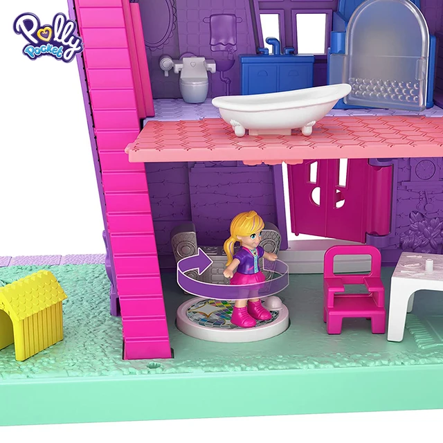 Original Polly Pocket Mini Doll Pollyville Small House Mini Toys Treasure Box World with Accessories Doll Houses GFP42 3