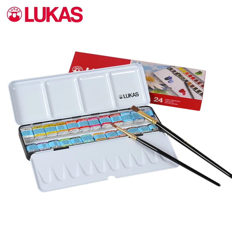 Germany imported LUKAS solid watercolor paint set 12 colors 24 colors professional student portable sketching set