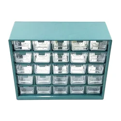 Caja de piezas de cajón de rejilla múltiple, caja de herramientas de almacenamiento de componentes electrónicos, clasificación de tornillos montada en la pared, 25 unidades
