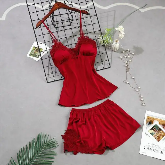 Pink Female Bride Bridesmaid Wedding Robe Sexy 2PCS Robe Set Classic Belt Sleepwear Nightgown Lace Patchwork Intimate Lingerie - Color: Burgundy Pajamas