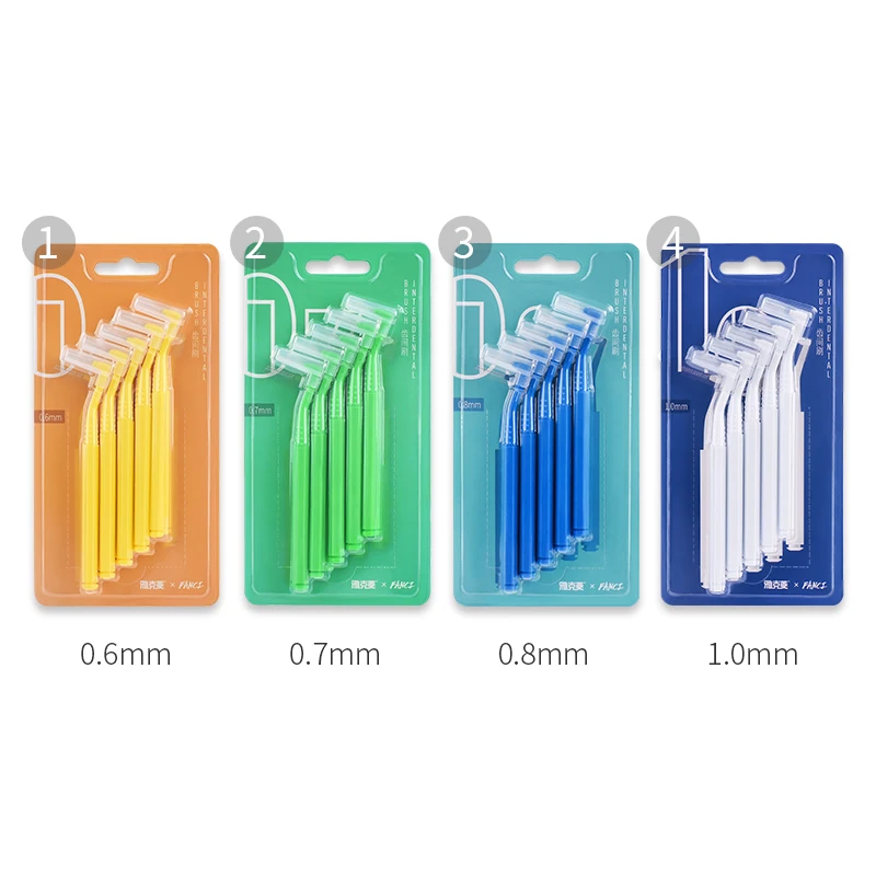 Y-Kelin 10 шт. 0.6-1.0 mm Межзубная щетка для взрослых, чистая между зубами зубная нить Инструмент для ухода за полостью рта зубной ортодонтический - Цвет: 4 color-4 packs