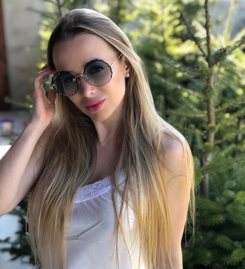 Eoome, Круглый, роскошный дизайн, Cystal, резка в форме цветка, настоящие солнцезащитные очки, женская мода, значок, негабаритная форма, лучшее качество, чехол