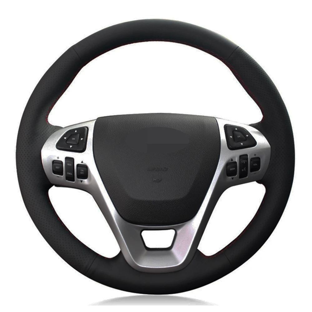 Car Steering Wheel Cover Black Genuine Leather For Ford Explorer 2011