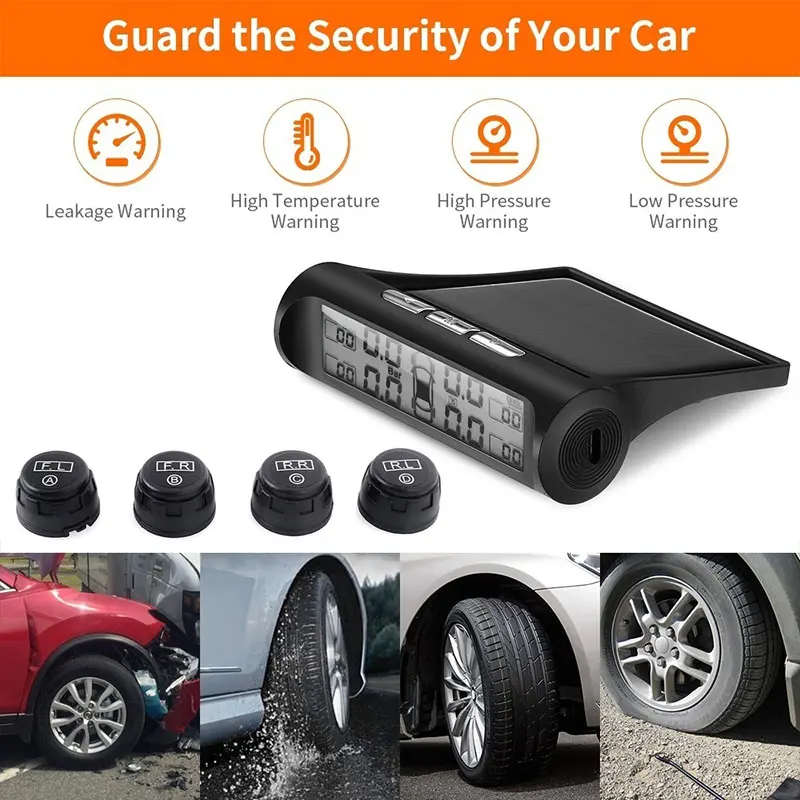  Vehemo Universal USB inalámbrico Tpye en tiempo Real LCD coche TPMS seguridad Sensor externo Sistem