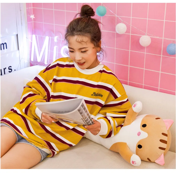 130cm Cute Soft Long Cat Pillow Plush Toys Stuffed Pause Office Nap Pillow Bed Sleep Pillow Home Decor Gift Doll for Kids Girl 33