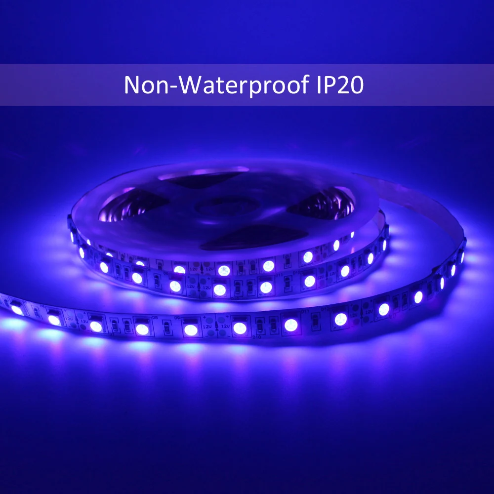 Ультрафиолетовый светодиодный светильник 12 В DC SMD 5050 водонепроницаемый 0,5 м 1 м 2 м 3 м 4 м 5 м фиолетовый гибкий УФ светодиодный диодный ленточный светильник