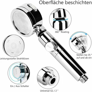 

Bath Shower Head High Pressure Saving Water Bathroom Filter Spray Nozzle Shower Mode 3 Modes On / Off Switch