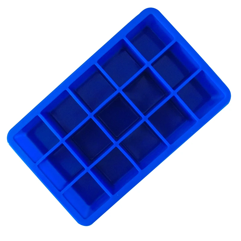Dark blue 15 решетчатых силиконовых форм для льда, формы для мороженого, легко снимаемые формы квадратной формы, прочные для бара, ресторана, домашнего приготовления льда - Цвет: Dark blue