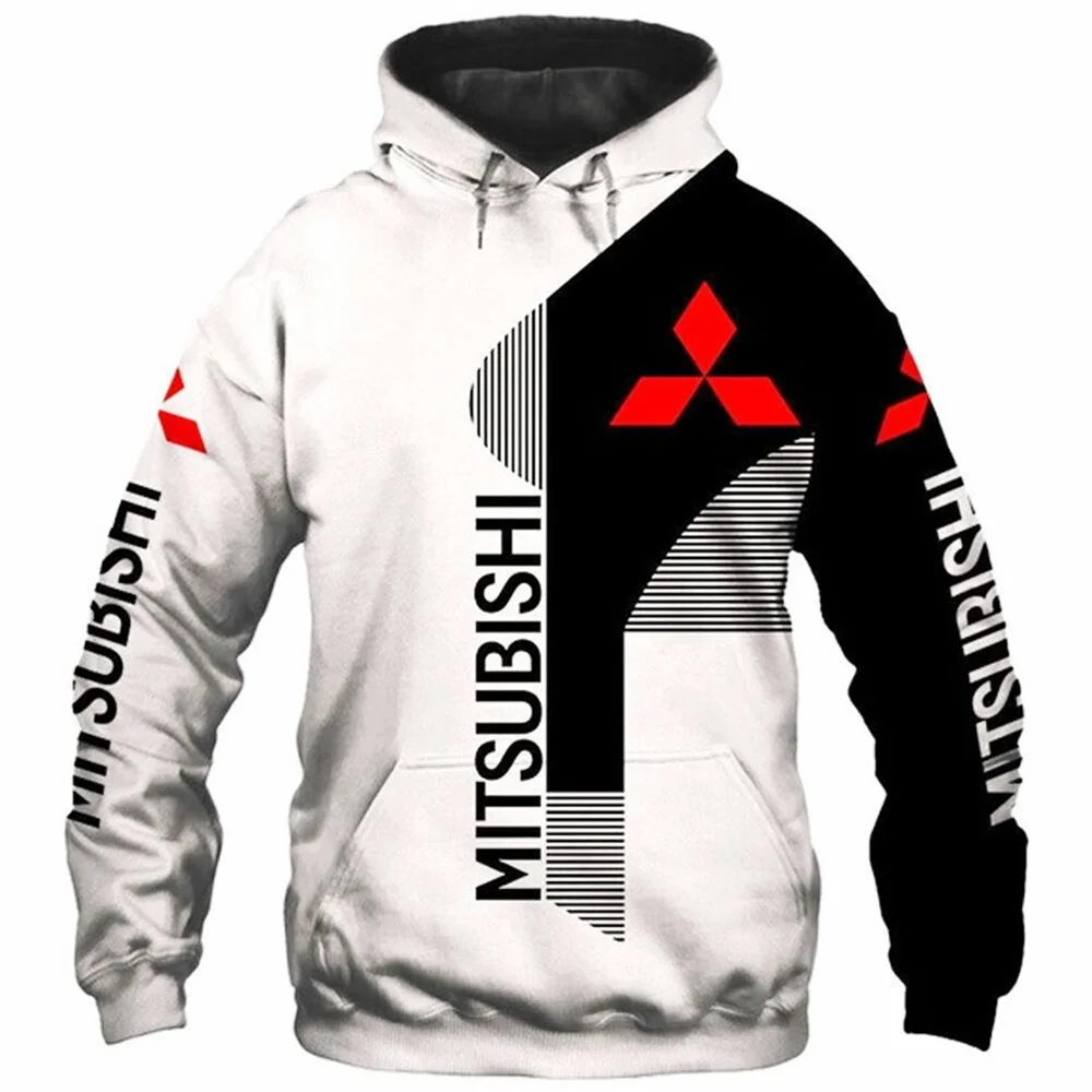 Moletom com capuz 3D novo estilo de primavera e outono masculino logomarca da mitsubishi estampada. | Мужская одежда