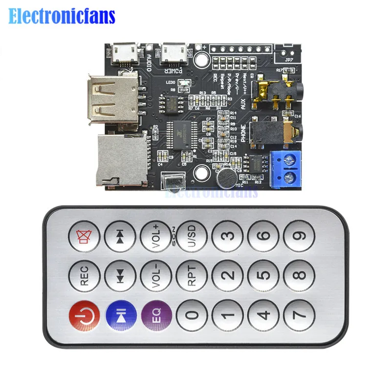 Микро-usb 5 в MP3+ WMA+ WAV декодер плата модуль 2 Вт усилитель TF карта U диск аудио AUX с ИК-пультом дистанционного управления