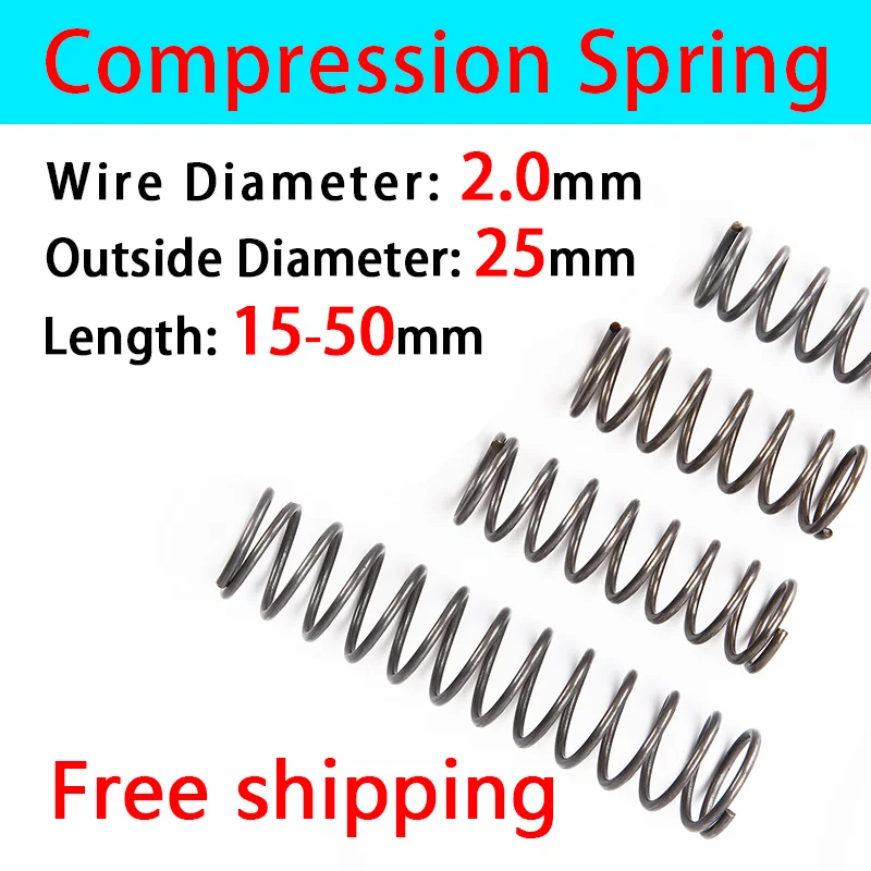 

Spot Compressed Spring Pressure Spring Return Spring Wire Diameter 2.0mm, Outer Diameter 25mm Release Spring