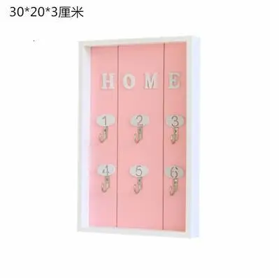 Multi-purpose Home Wall Decor Handmade Wooden key Hook Cargo Storage Box Wall Coat Keys Bags Clothes Hanging Hook Storage Holder - Цвет: Pink